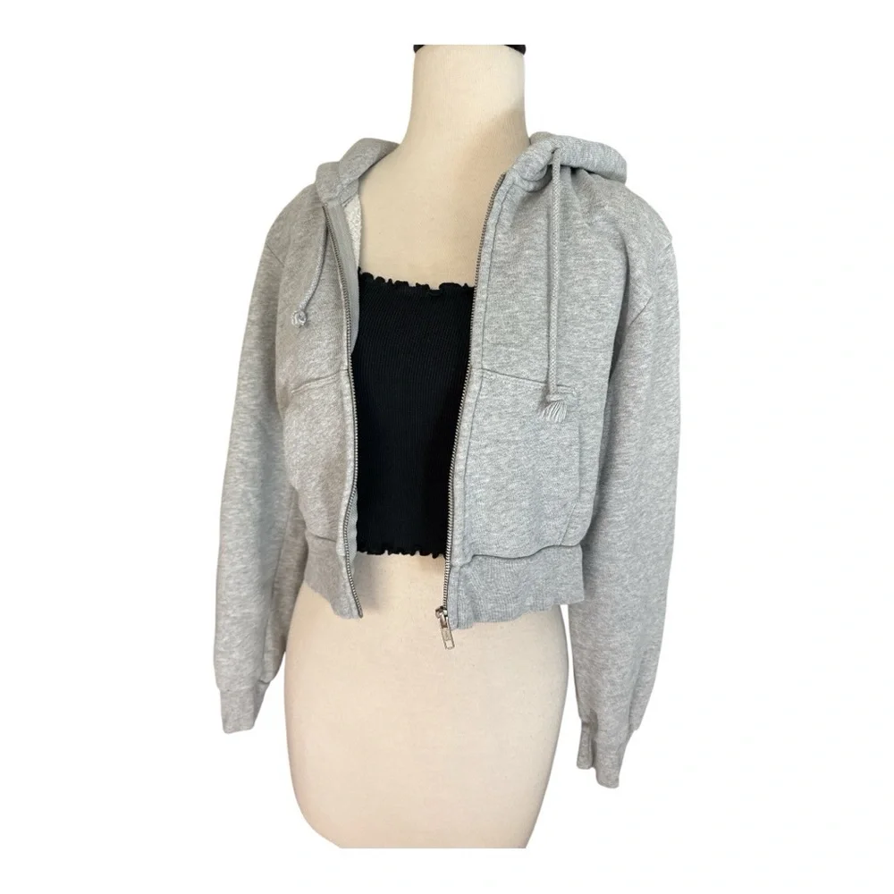 Brandy Melville Zip Up Hoodie Light Heather Gray Sweatshirt + 2 Tank Tops Casual